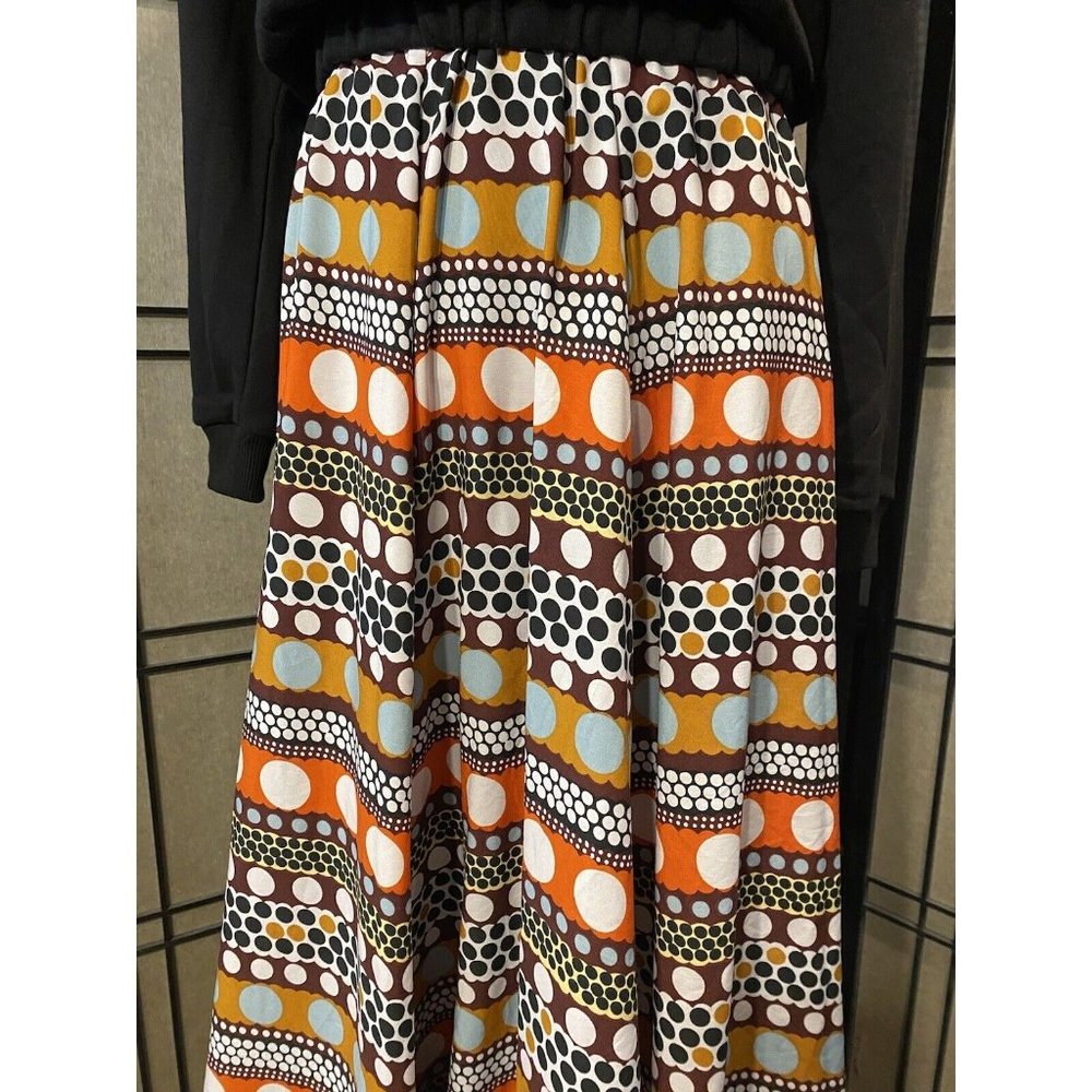 Moon Orchard Maxi Skirt Pockets Size M Polka Dot Multi Colors Flowy Lightweight - Picture 3 of 9